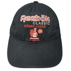 Reebok Baseball Cap Black OSFM Adjustable Embroidered Doner Kebab Novelty Hat